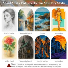 Mixed Media Sketchbook 9″ x 12″ – Multimedia Sketchbook Hardcover, Spiral Bou…