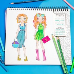 Glam Fashion Sketch Set, Includes Sketch Pad with Stencils & Stickers, Fashio…