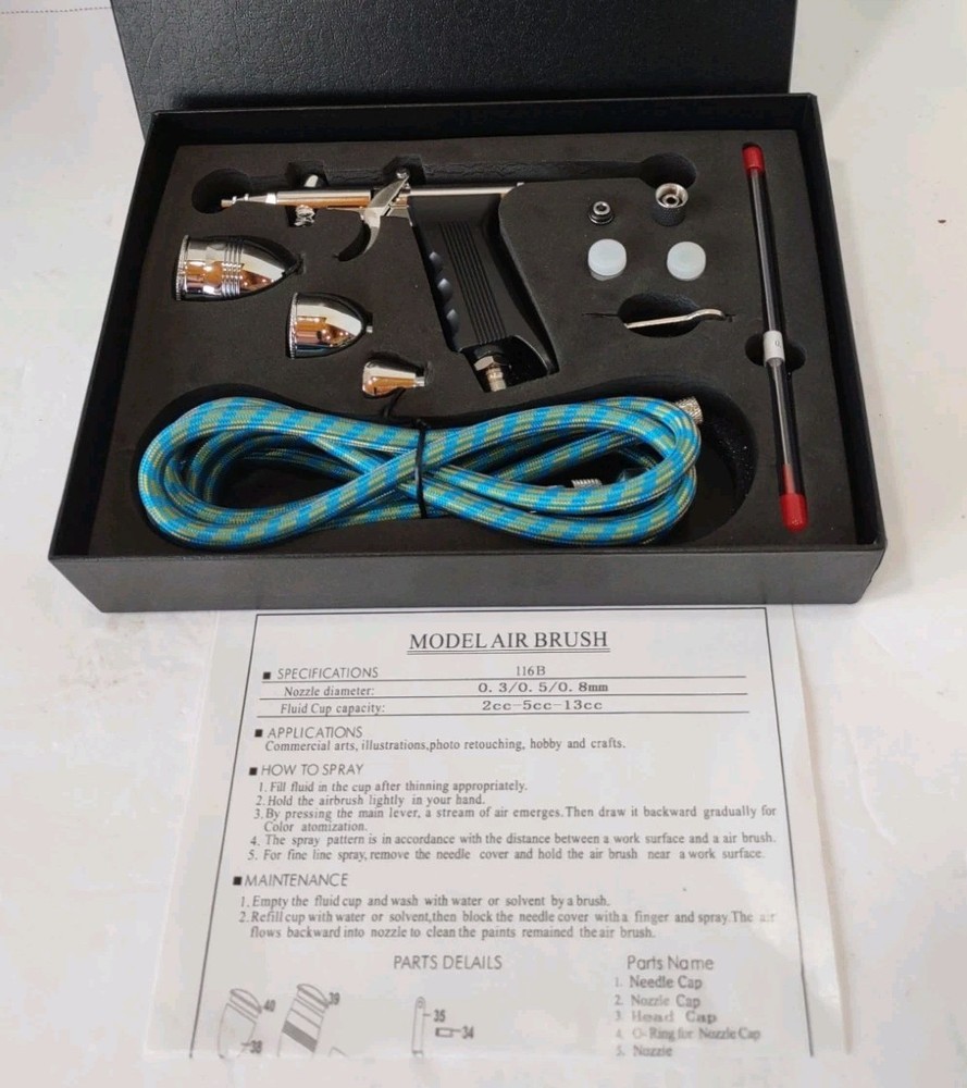 Airbrush System Set with Multiple Cups and Hose