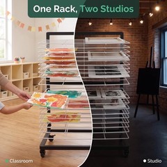 OFFICEROO Art Drying Rack for Classroom (Black/White)