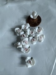New Old Stock Lot Mini Bisque Porcelain Roses Ivory/Pink Crafts Project 100+ Pcs