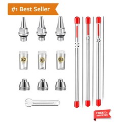 10PCS Airbrush Replacement Parts Kit 0.2mm/0.3mm/0.5mm – Nozzles, Needles & C…