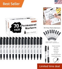 Versatile 70 Black Permanent Markers – Non-Toxic & Waterproof for Every Surface