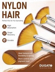 Artist Fan Paint Brushes Set 9pcs – Soft 0, 2, 4, 6, 8, 10, 12, 14, 16, Brown