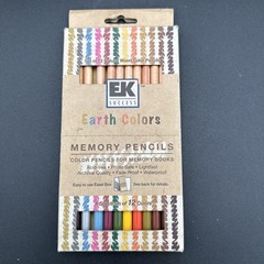 EK Success Earth Colors Memory Pencils – Set of 12 Natural Wood Color Pencils –