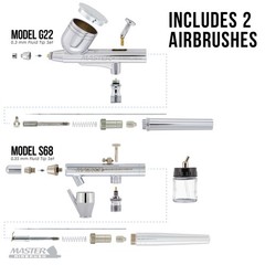 2 Airbrush Kit 5 Wicked Colors Air Compressor Dual-Action Createx Hobby Set