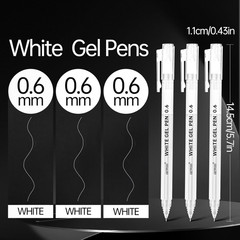 White Gel Pens 0.6mm Fine Point Opaque White Archival Ink Pen for Art Coloring