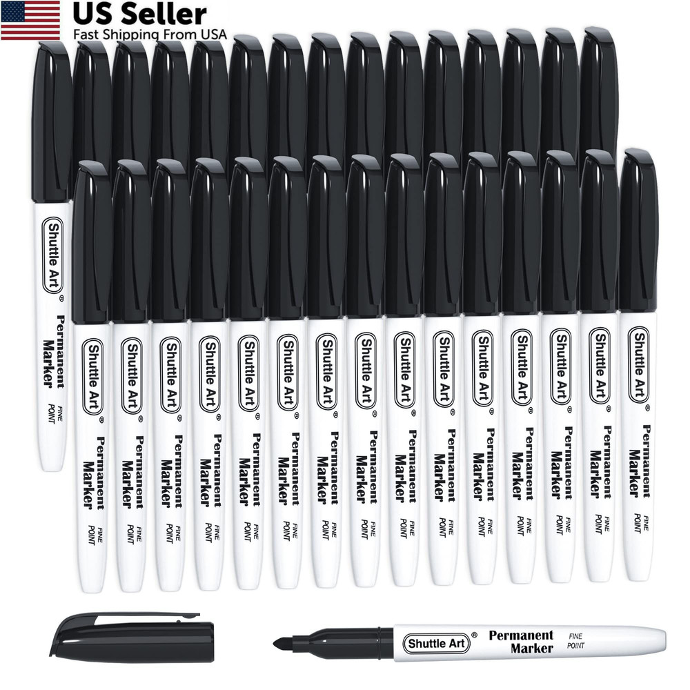 Shuttle Art Permanent Markers, 30 Pack 1 Count (Pack of 30), 30 Black