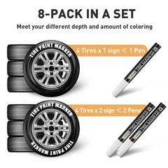 SELEAD Tire Marker White – 8 Pack Paint Pens for 1 Count (Pack of 8), 8white