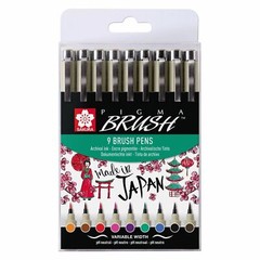 Sakura Pigma Micron Brush Pens Set of 9 Colours – Graphic Artist Manga Cartoons