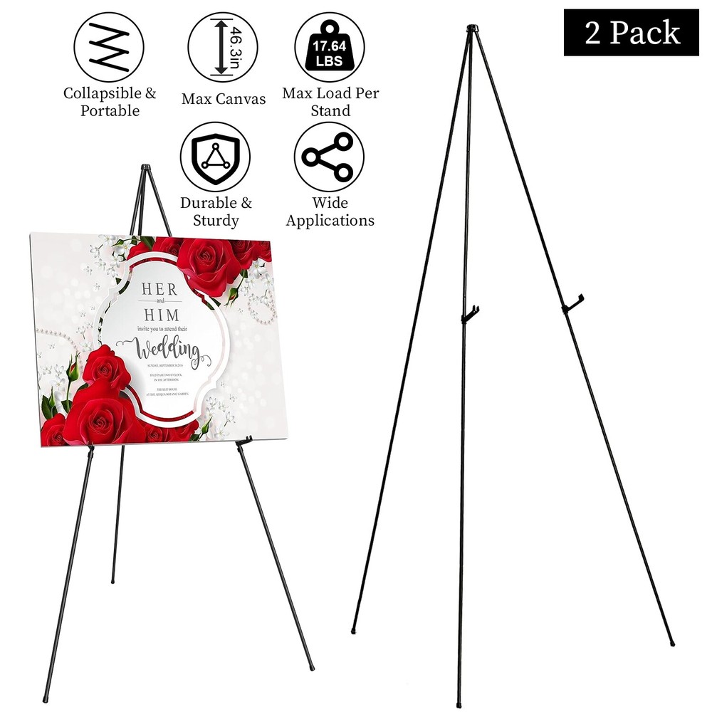 2Pcs 61in Easel Stand Display Frame Tripod Easel Alloy Drawing Stand Collapsible