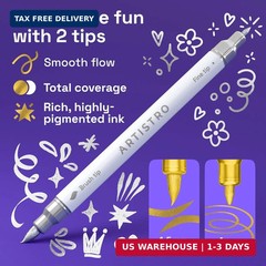 ARTISTRO Gold & Silver Acrylic Paint Pens – Dual Tip Markers – Brush & Fine Tip