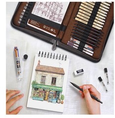 58 PCS Art Drawing Supplies Kit in Leather Case, Art Mechanical Pencil Set with