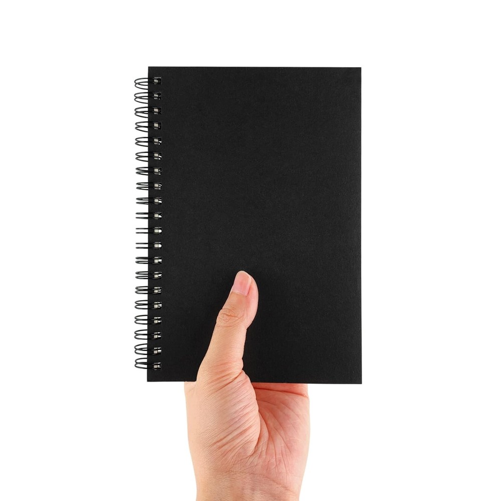 Blank Spiral Notebook Soft Cover 100 Pages Sketch Book Journal 7.5×5.1 Inch Blac