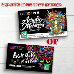 Betem 24 Colors Dual Tip Acrylic Paint Pens Markers, Fabric Decorating Kits Prem