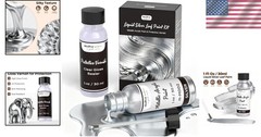 Liquid Silver Leaf Paint Kit 2x1Oz Metallic Acrylic Non-Toxic Chrome for Crafts