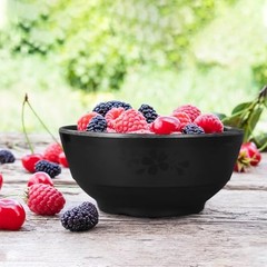 Melamine Cereal and Salad Bowls, 5 Inch, Set of 6, Dishwasher Safe. 5in Black