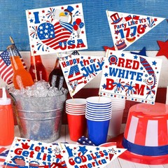 30pcs 4th of July Coloring Flags Kit, Independence Day Coloring Handheld Flags w