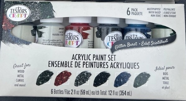 Testors Corporation,Testors, 6 Pack, 2 OZ, Glitter Burst Acrylic For Wood,Metal