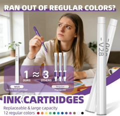 WUO 36 Colors Acrylic Paint Markers with Extra 12 Replaceable Ink Cartridges, Au