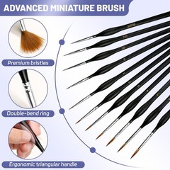 11Pcs Detailing Paint Brushes Set Fine Tip Micro Brush Triangular Handles