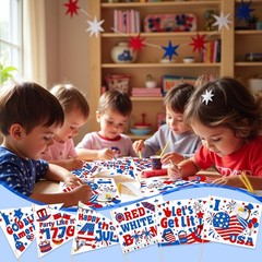 30pcs 4th of July Coloring Flags Kit, Independence Day Coloring Handheld Flags w