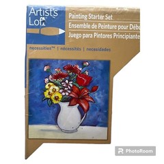 New Artist’s Loft Canvas Painting Kit Flowers in Pitcher 12 pc Paint Brush