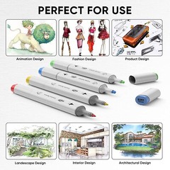 72 Colors Alcohol Markers Set, Double Tipped Craft Markers For Fine & Chisel