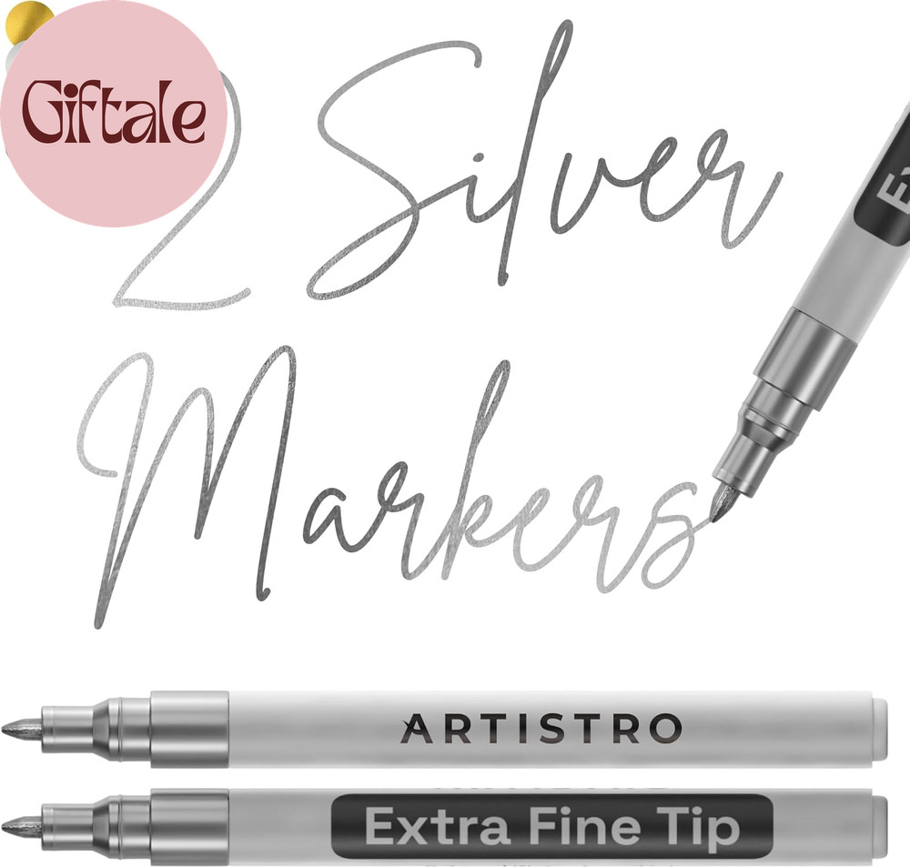 2 Silver Acrylic Paint Markers – 0.7Mm Extra Fine-Tip Metallic Paint Pens – Perf