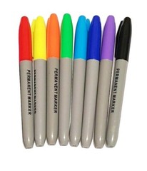 8 Pack Permanent Marker Pens Tip Bullet Tip Point Multi Assorted Colour Pen