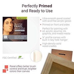 Ampersand Gessoed Smooth Artist Panel, 11″ x 14″, 1/8″ Flat Profile, Multi-Media