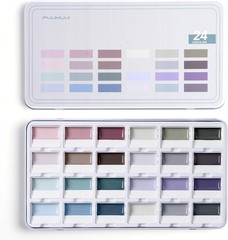 24-Color Opaque Semi-Moist Solid Watercolor Paint Set Art Supplies for Artist…
