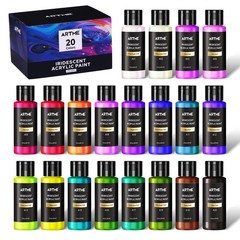 Iridescent Acrylic Paint Set 20 Chameleon Colors In 2 Oz/60ml Bottles Colorshift