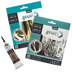 Pebeo Gilding Leaf Mirror Foil with Glue Bundle Set of 3, Gold, Silver & Mixtion