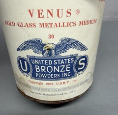 VINTAGE 1963 UNITED STATES BRONZE POWDER WORKS VENUS Gold GLASS METALLICS Medium