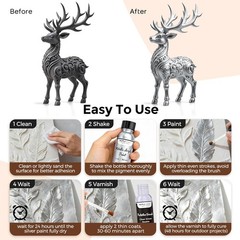 Nicpro Liquid Silver Leaf Paint Kit (2 × 1oz/30ml), Metallic Silver Acrylic Pai