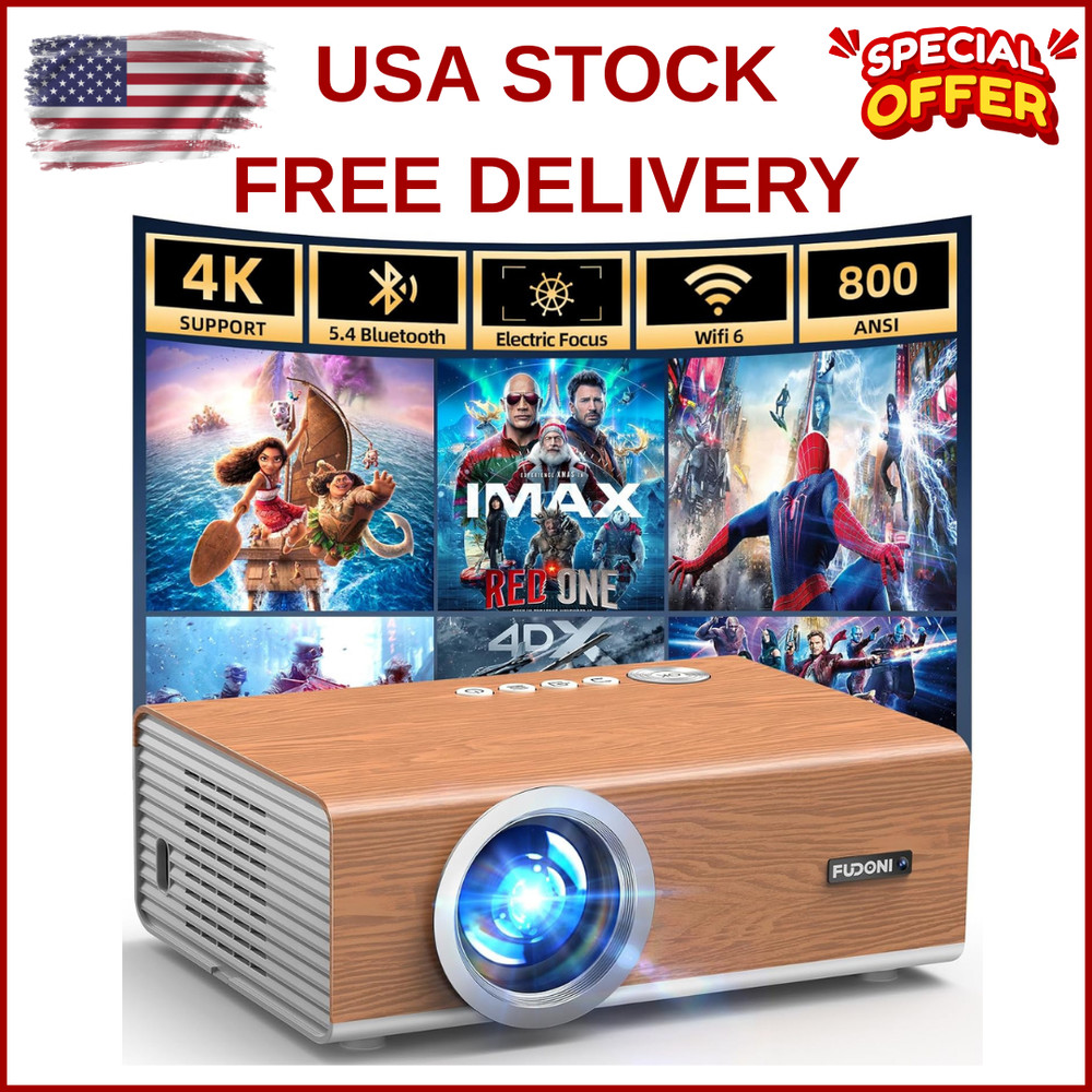 [Electric Focus/4K Support] Projector with WiFi 6 and Bluetooth 5.4, Highligh…