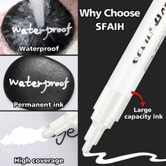 SFAIH Black & White Acrylic Paint Markers – 8 Pack 2-3MM Medium Tip & 0.7MM E…