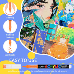 360 Colors Acrylic Paint Markers, Soft Brush Tip Pens, Water-Based No-Bleed Prem