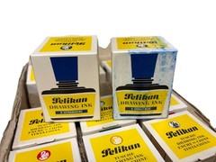 Vtg 517 Pelikan Drawing Ink Lot 1oz Germany Black Brown Blue Green Orange Yellow