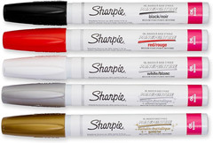 Sharpie Oil-Based Paint Markers, Medium Point, Assorted & Metallic Colors, 5 Cou