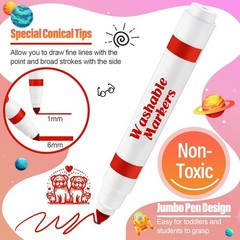 24 Pcs Washable Markers Bulk Broad Line Markers Coloring Conical Tip Large pe…