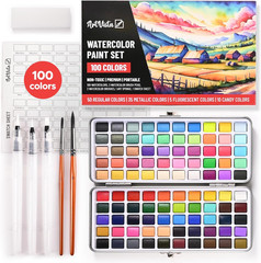 Watercolor Paint Set with 100 Bright Colors: for Adult Beginners & Professional