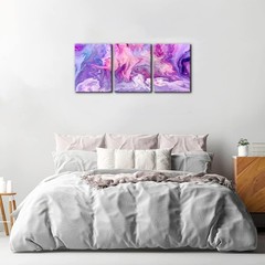 3 Pieces Modern Abstract Texture Artwork Canvas Prints Abstract Purple Paint …