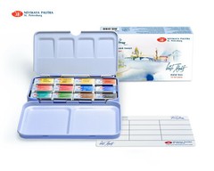 12 Watercolor Paint Set WHITE NIGHTS® Full Pan Tin Metal Box Palette Russian
