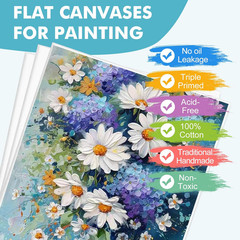 8X10 Canvas for Painting, 12 Pack Canvas Boards for Painting Primed Acid Free Bl
