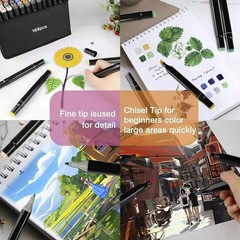 168/262 Dual Tip Permanent Art Markers Set with Case, for Drawing & Illustration