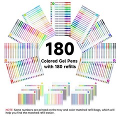 Shuttle Art 360 Pack Gel Pens Set, 180 Colors 1 Count (Pack of 360), 360