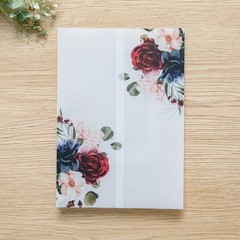 50 PCS Vellum Jackets for 5×7 Invitation Cards Burgundy Navy Blue Flowers