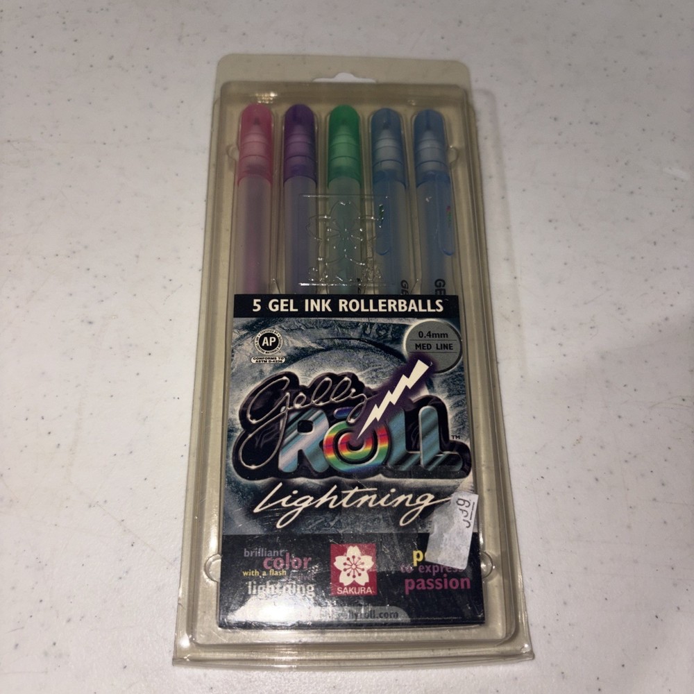 Sakura Gelly Roll Lightning 0.4 Med Line Gel Ink Rollerballs Set Of 5 Vintage